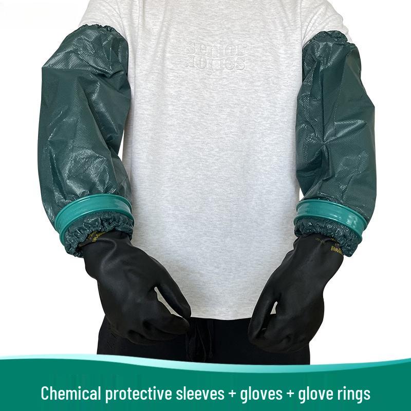JUN DING YING Chemical Protective Rubber Gloves with Neoprene Sleeves