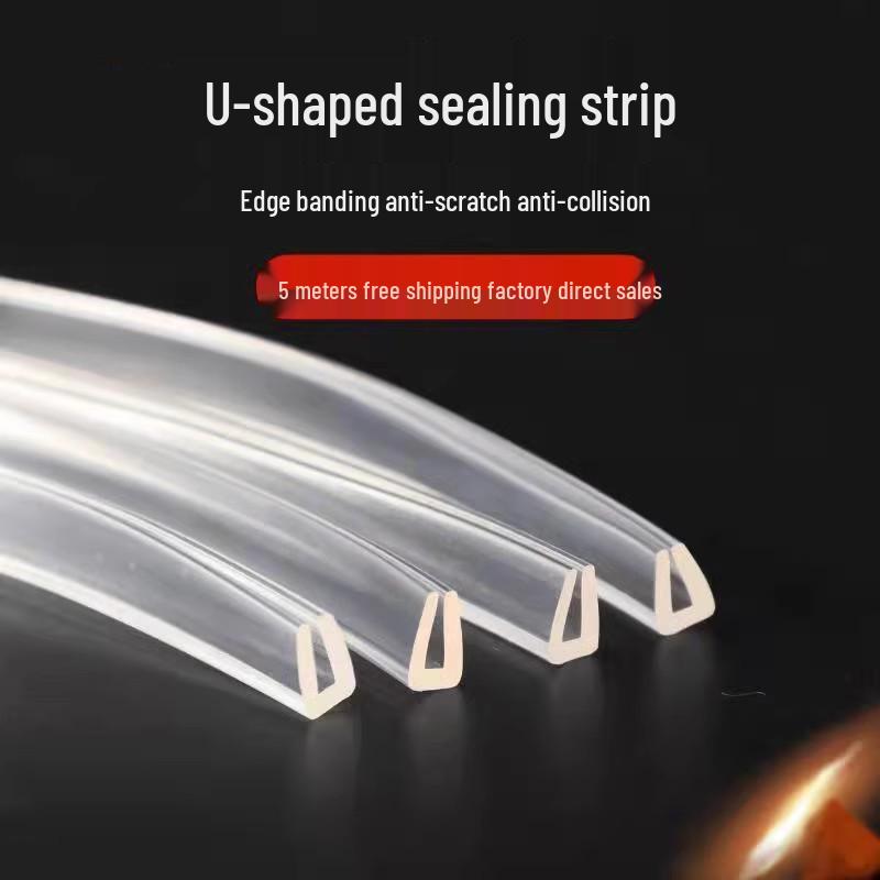 Transparent U-Shaped Rubber Edge Trim: Anti-Collision, Dustproof, and Anti-Cut Sealing Strip for Glass Inlays