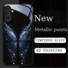 Shiny Butterfly Tempered Glass Phone Case Suitable for Samsung Galaxy S26 S25 S24 S23 S22 S20 FE/Ultra/Plus Anti Drop Back Cover