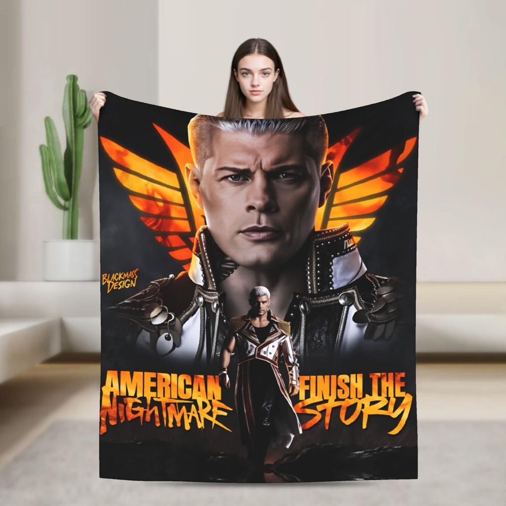 Super Soft Blanket Camping Cody Rhodes  Vintage Throw Blanket  Flannel Bedspread For Bedroom Street Trend Sofa Bed Cover