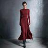 Autumn 2025 European & American One-Shoulder Twist Waist Maxi A-line Dress