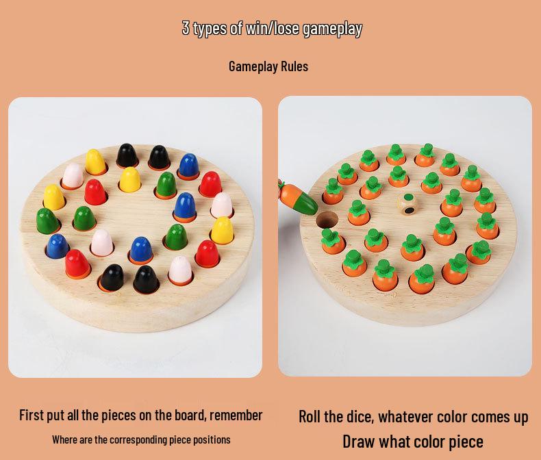 Children's Educational Carrot Mushroom Memory Chess Game: Enhances Focus & Parent-Child Interaction