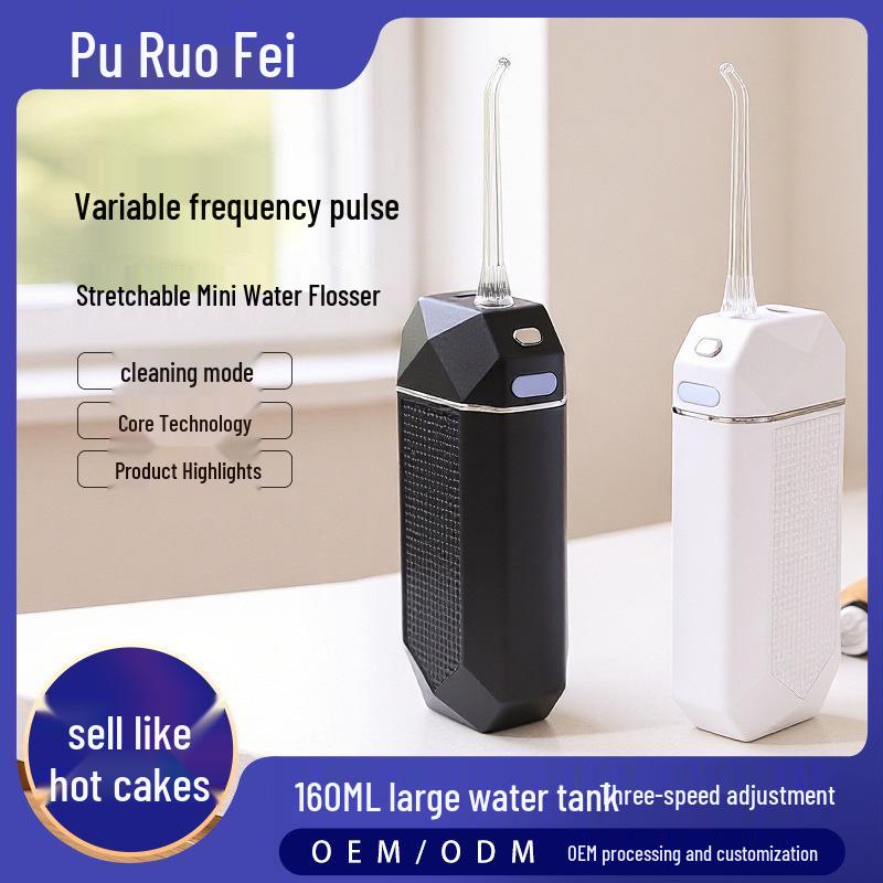 Portable Pulse Electric Water Flosser with Retractable Tank and Dental Scaler Pink Mini Retractable Flosser