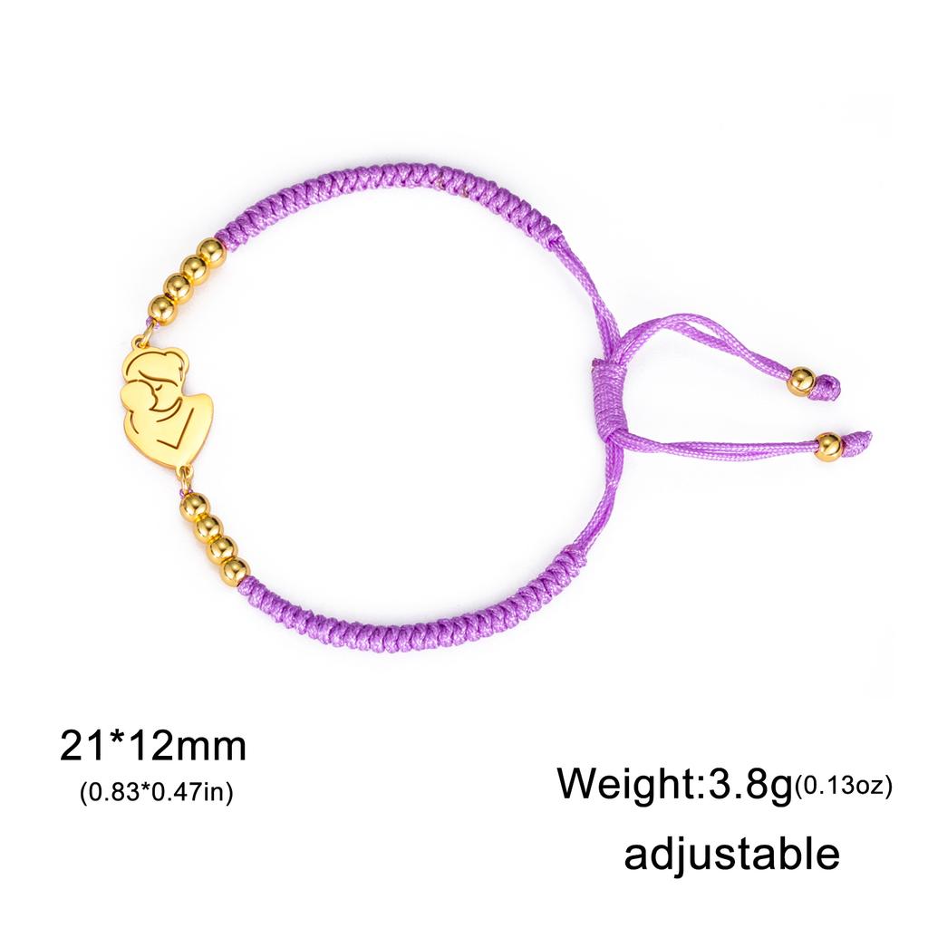 Stainless Steel Gold Color Baby Mom Family Charm Bracelet Red Black Rope Bracelets Fashion Jewelry for Women Mother's Day Gift