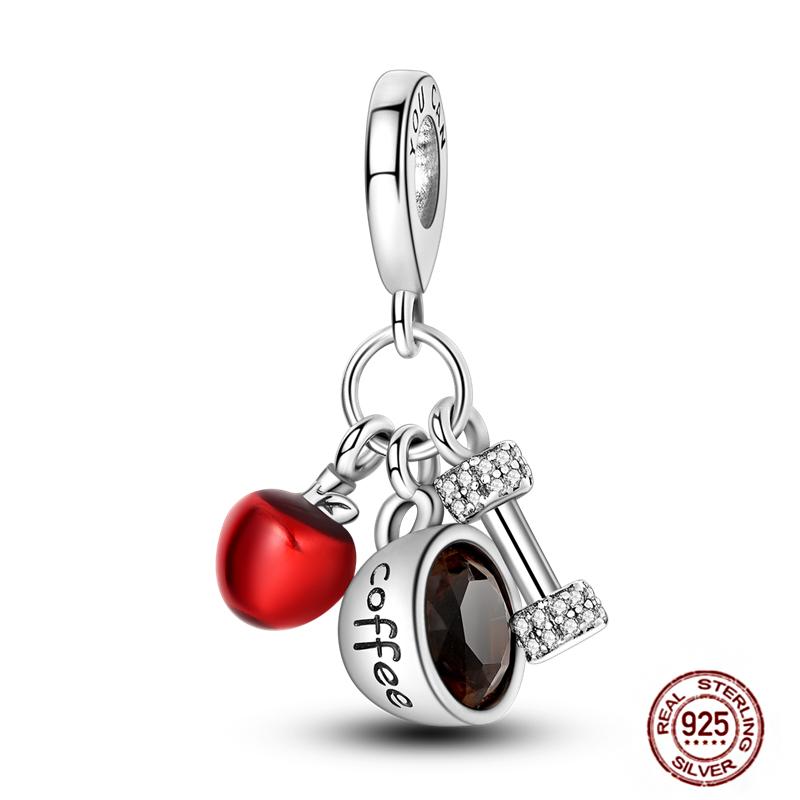 Daily Articles Copper Pink Perfume Charms Camera Dumbbell Smart Watch Beads Fit Original Bracelets Diy Jewelry Gift