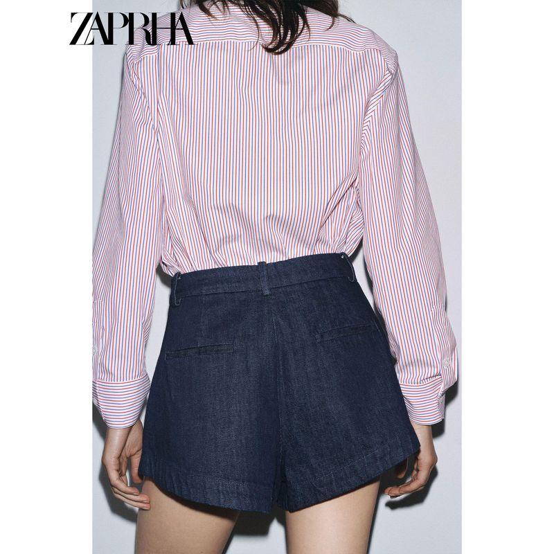 Zaprha 2025 Autumn New Women Loose All-Match Lapel Long sleeve Closed Stripe Poplin Shirts 3037790
