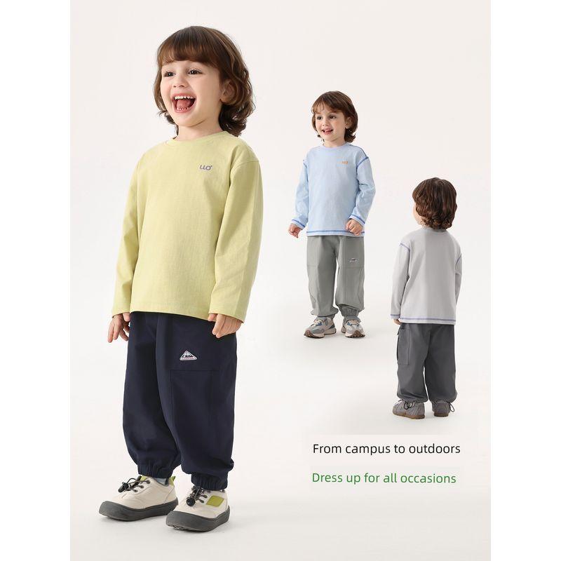 Right European Boys' Pure Cotton Long-Sleeved T-Shirt Kidsren's Spring & Fall Style Cool Sun Protection Quick-Drying Top 2026 New Kidsren's Clothing