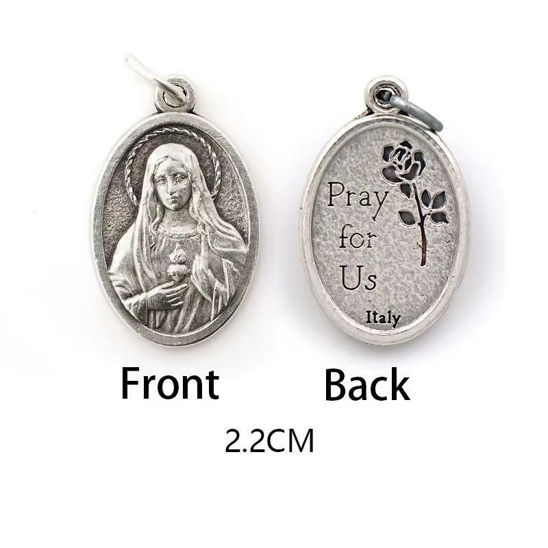 Breloques métalliques réversibles pour colliers, bracelets, accessoires de bricolage, grande médaille ovale de saint pour tout type de chaîne ou de collier, bijoux chrétiens