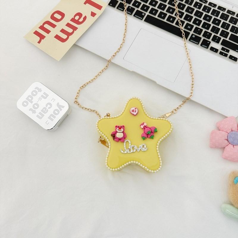 Adorable Cartoon Star Crossbody Bag For Kids Stylish Chain Strap Waterproof Pvc