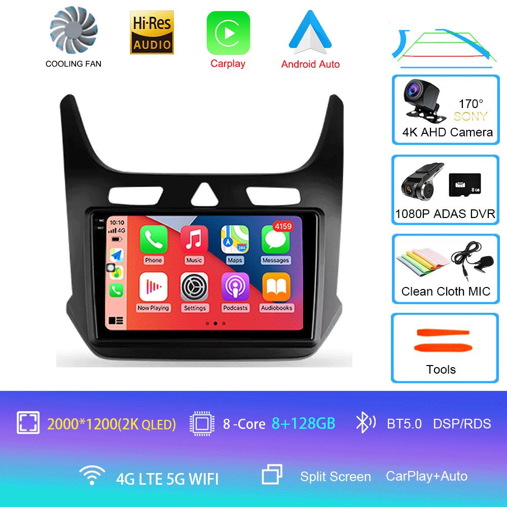Car Radio Android 14 Carplay for Chevrolet Cobalt 2 2011-2018 Multimedia Video Player WIFI+4G GPS 2Din DVD Head Unit Stereo QLED