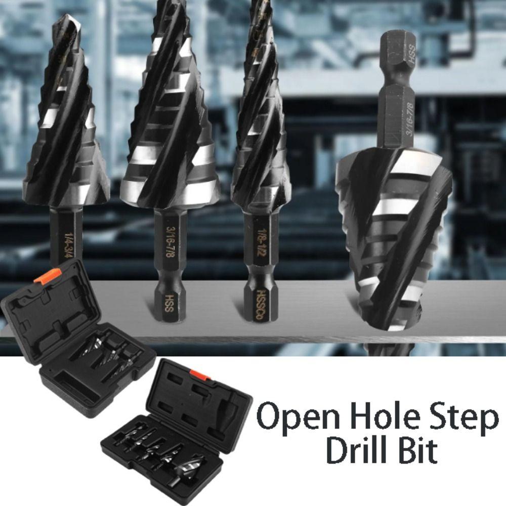 3 Piece Set Step Drill Bit Bearing Steel Stainless Steel Four Slot Expansion Drill Four Spiral Flute 5 Piece Set