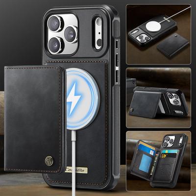 Magnetic Leather Card Bag Wallet Case For iPhone 17 Pro Max 16 15 14 13 Pro Max 12 11 Air Luxury Removable Card Holder Back Stand Phone Cover