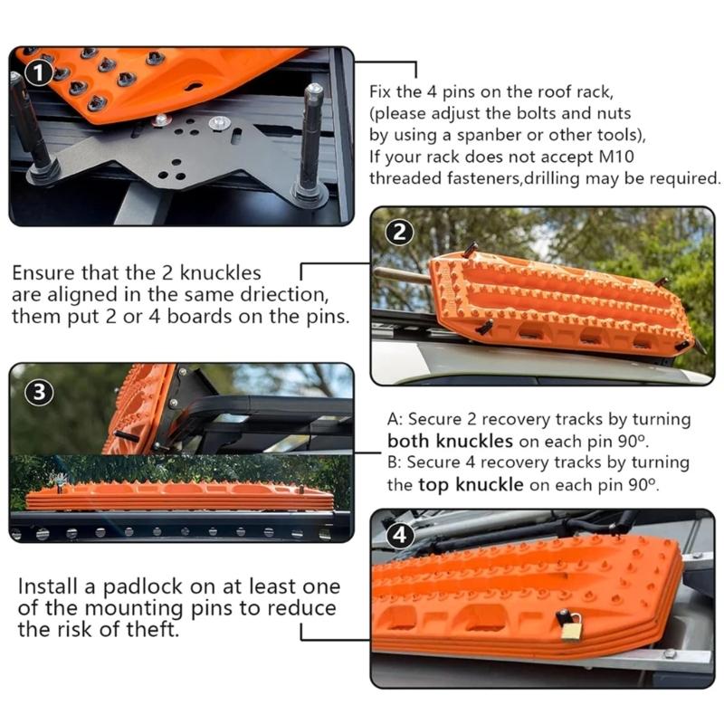 Traction Boards Mounting Pins Kit Safety Kits Lockable Mount Pins for MaxTrax MKII Recovery/Traction Boards Theft Proof