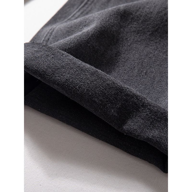 Straight-Leg Jeans for Men, American Style, Ash Black, Washed, Cotton, Trendy Brand, Loose Fit, Casual, Versatile Long Pants