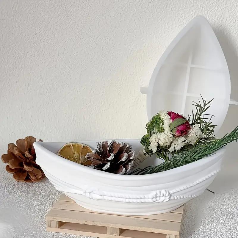 DIY Candle Boat Mold Resin Hemp Rope Sailing Boat Candle Holder Epoxy Casting Mold Small Boat Silicone Storage Box Cement Mold