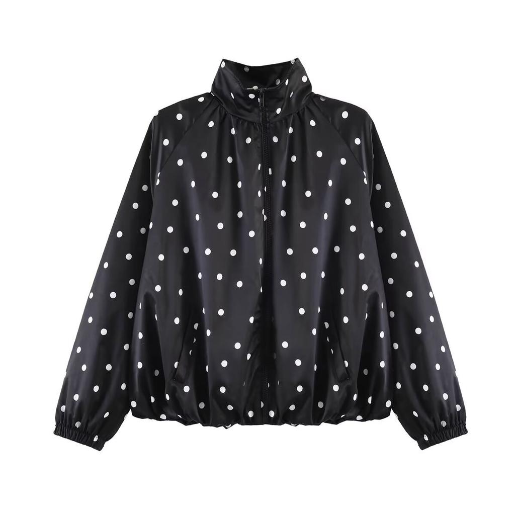 2026 Summer New European and American Cross-border Women's Clothing Street Fashion Black Polka Dot Printed Jacket W107 8910