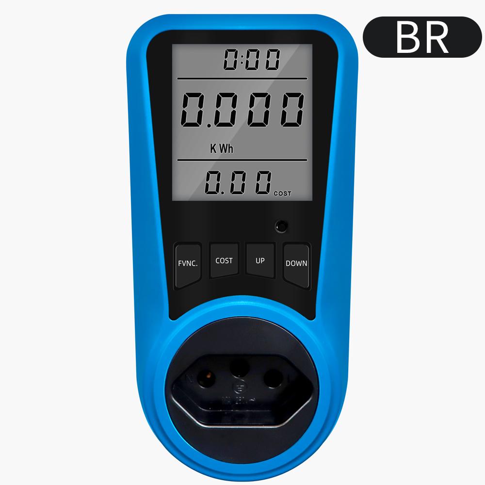 Digitaler Strommesser AC 230V Strommessgerät Voltmeter Zeit Watt Leistung Energie Tester 50Hz Steckdosenanalysator EU US UK AU FR BR IT Stecker