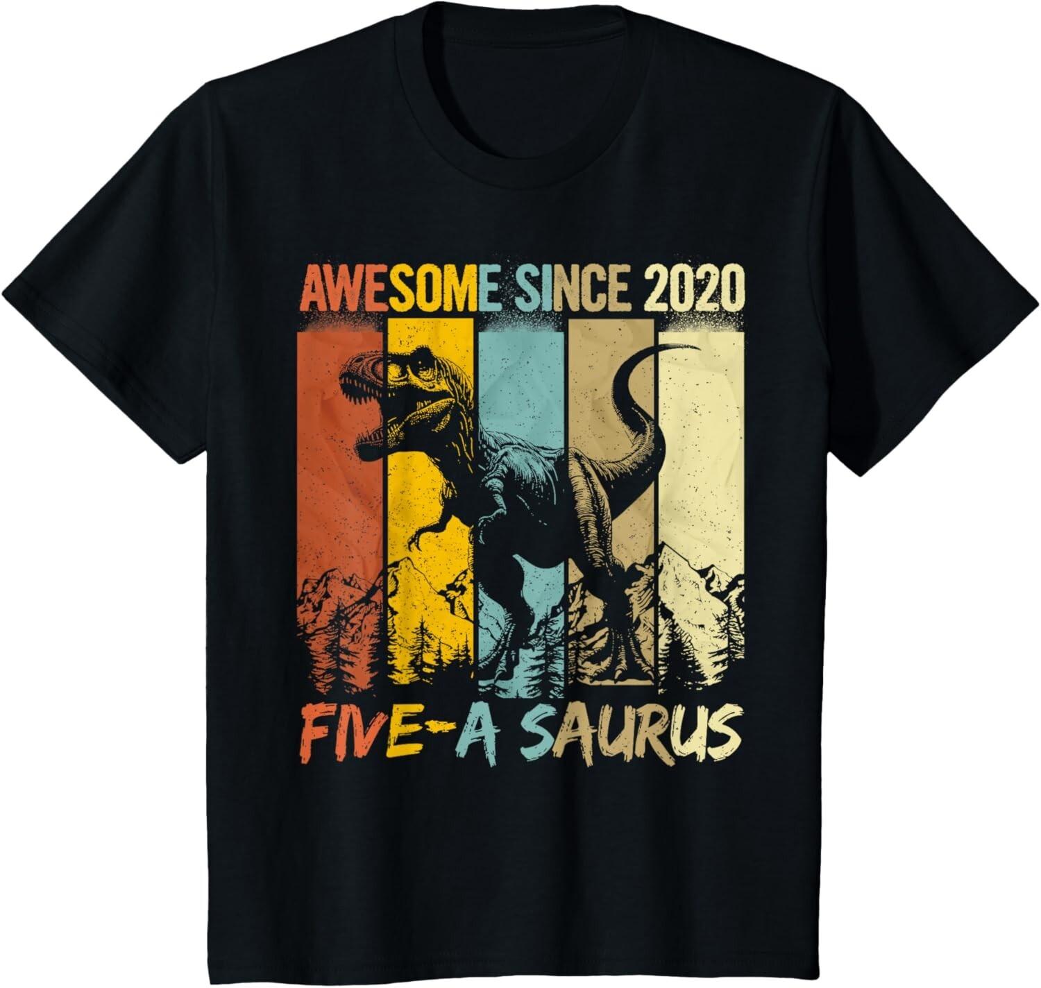 5 Year Old Dinosaur 5th Birthday T Rex Dino Five Saurus unisex T-Shirt Mens Womens Tees Top 2XL