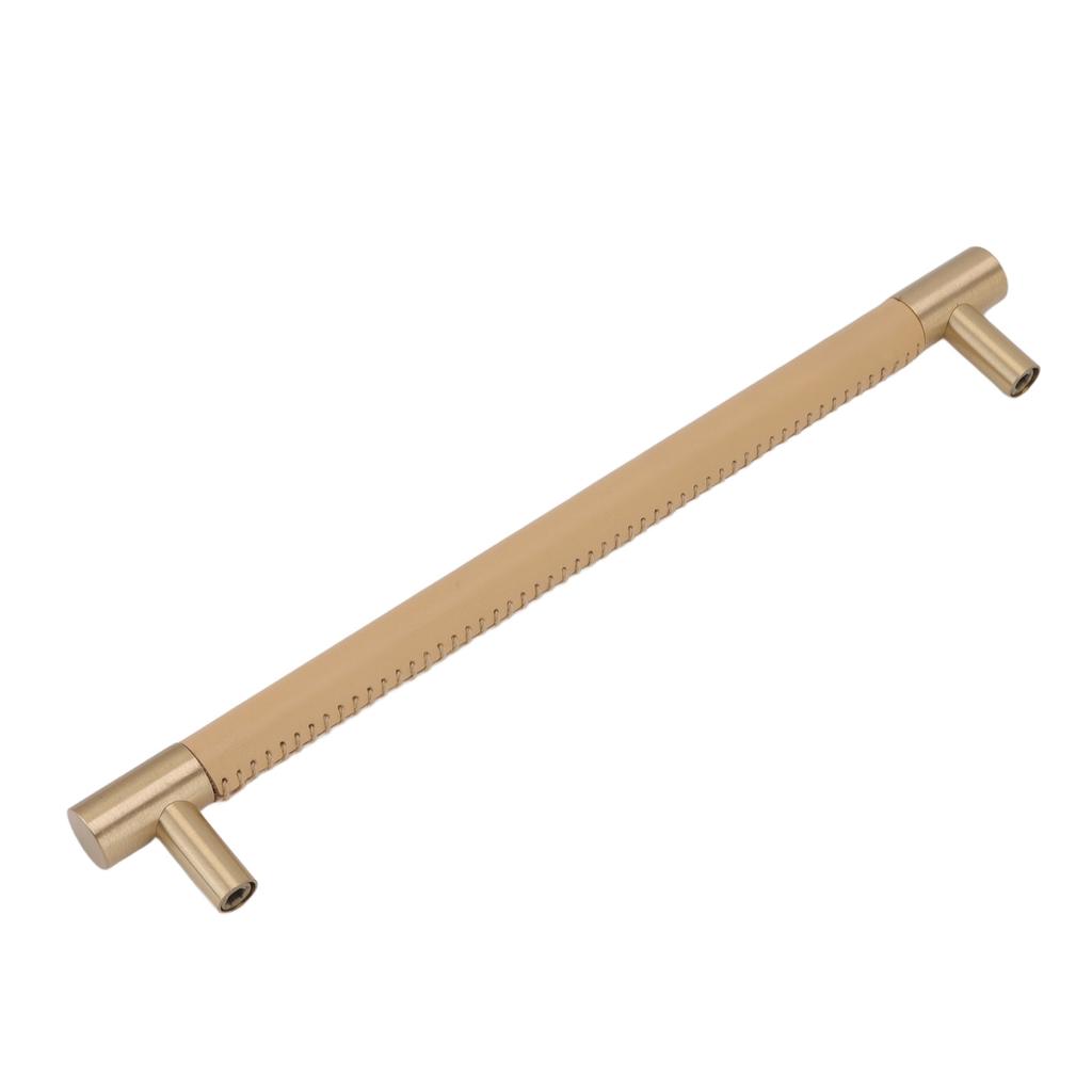 Cabinet Door Handle 224MM Hole Pitch Leather Brass Light Luxury Cupboard Bar Pull Handle for Home