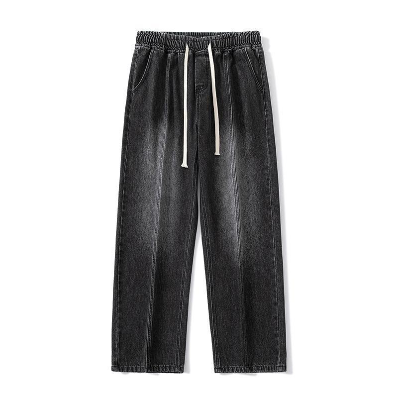 Plush Thick Jeans Men's Loose Straight Trousers with Winter Design