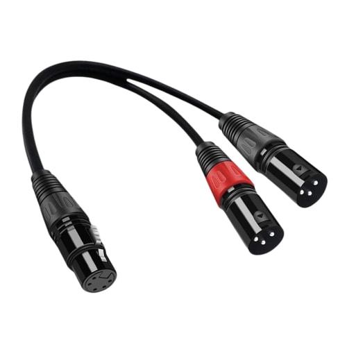 Freneci Dual DMX 3-Pin Male To XLR 5-Pin Female Cable, Light Microphone Converter Adapter Cable Y Splitter for Speaker Recording Studio, 0.5 Meter