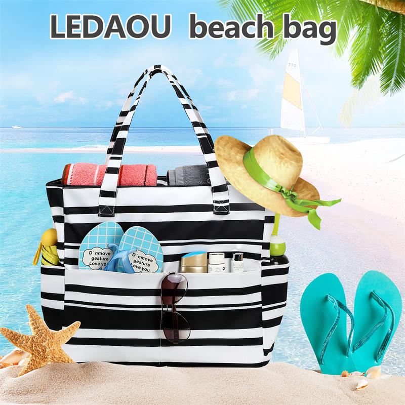 Tote Swim Pool Bag with Zipper for Gym Grocery Travel Vacation Essentials Beach Bags for Women Large Waterproof Sandproof Beach