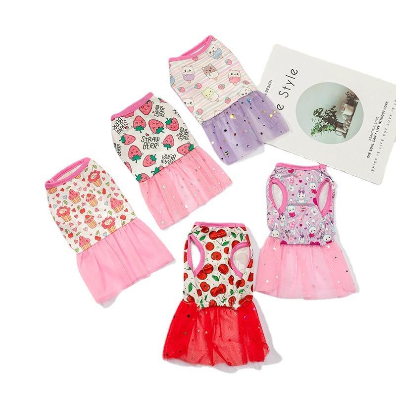 Source Factory Summer Pet Puppy Cute Princess Dress New New Dog Cartoon Skirt Pet Clothing