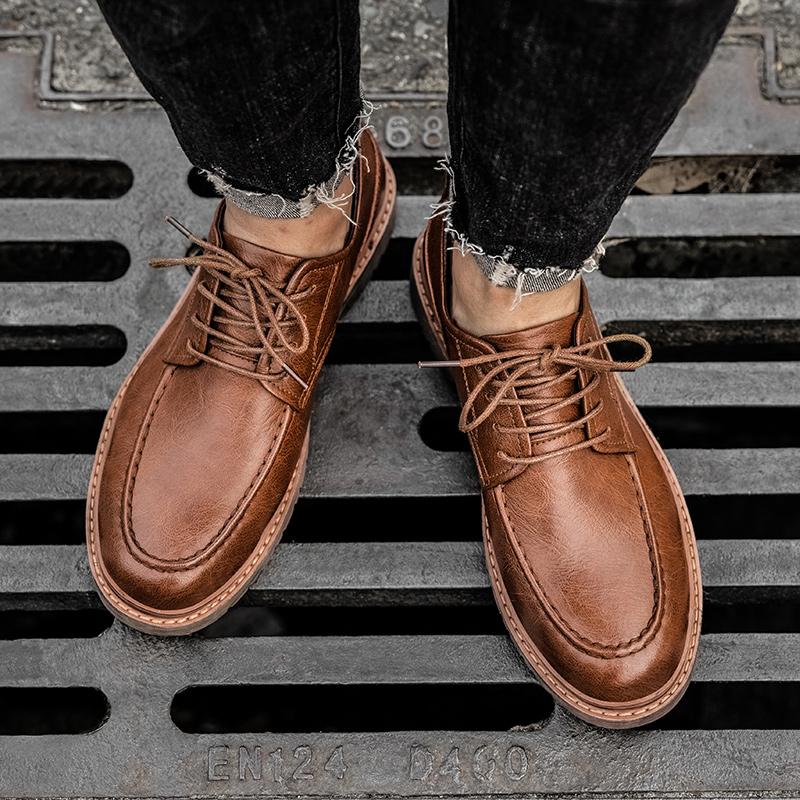 Fashion Retro Men's Casual Shoes 2025 Fashion Leather Footwear New Style Slip-On Comfortable Men Genuine Leather Work Business Casual Sn
