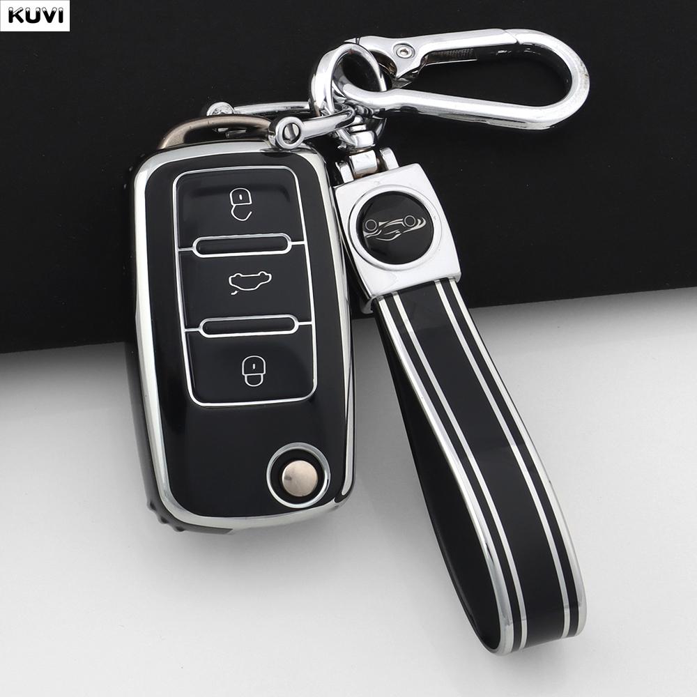 Étui de Protection pour Clé de Voiture en TPU Rose Sac de Protection pour Clé pour 2 3 Boutons VW Volkswagen Polo Tiguan Passat Golf Jetta Lavida Skoda Octavia