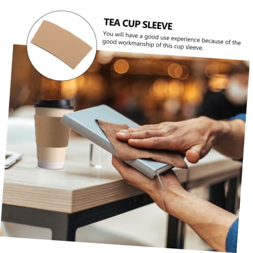 BESTOYARD 100pcs Hot Cup Sleeves Kraft Paper Coffee Sleeves Hot Cup Jacket Holder Insulated Drink Sleeves