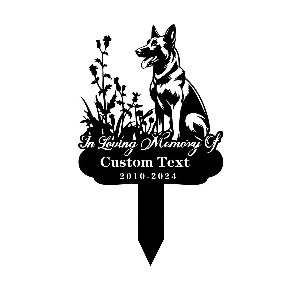 Personalized Belgian Malinois Dog Memorial Metal Stake Sign Garden Grave Yard Art Outdoor