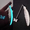 Cute Luminous Metal Feather Bookmarks Kawaii Butterflies Owl Dragonflies Book Marks For Teachers Gift Beautiful Book Accessories