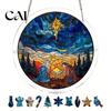 Stained Glass Window Art Christmas Acrylic Puzzle Suncatcher, Holiday Tree Snowman Stockings Red Bird Sun Catcher Suncatcher Kit for Adults,