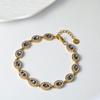 Gold Plated Stainless Steel CZ Bracelet for Women, Oval Zircon Halo Charm Bracelet, 12 Colors, Hypoallergenic Waterproof Gift