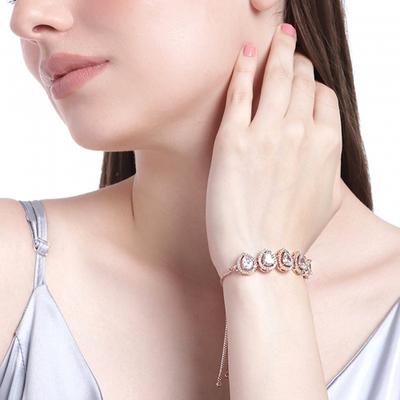 Women's Bracelet with Precious Pears In Rose Gold and CZ