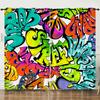 3D Graffiti Pattern Digital Printing Curtain Blackout Punching