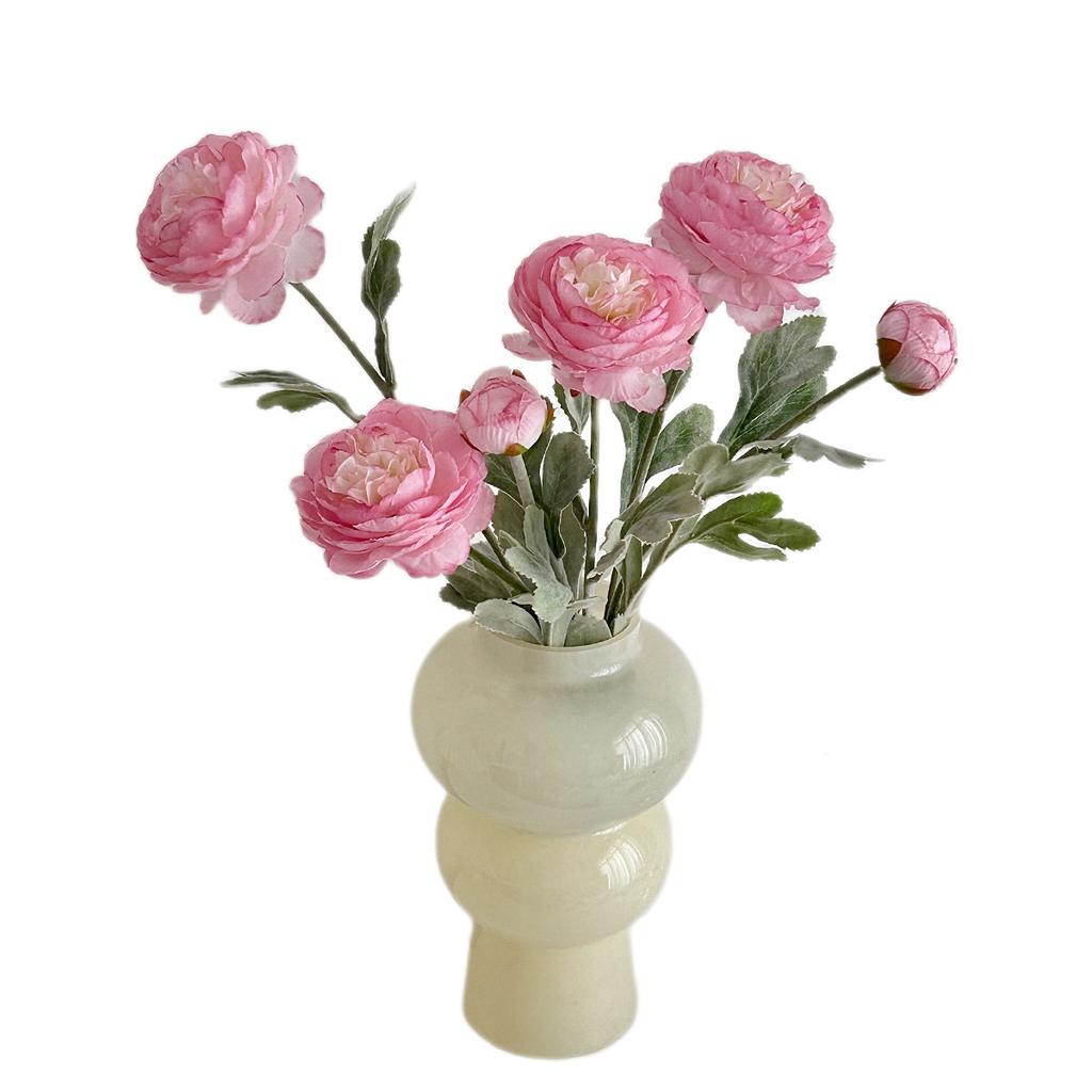 50CM 3 Teste Floccato Loto Fiore Artificiale Peonia Fiore Artificiale Matrimonio Casa Soggiorno Decorazione