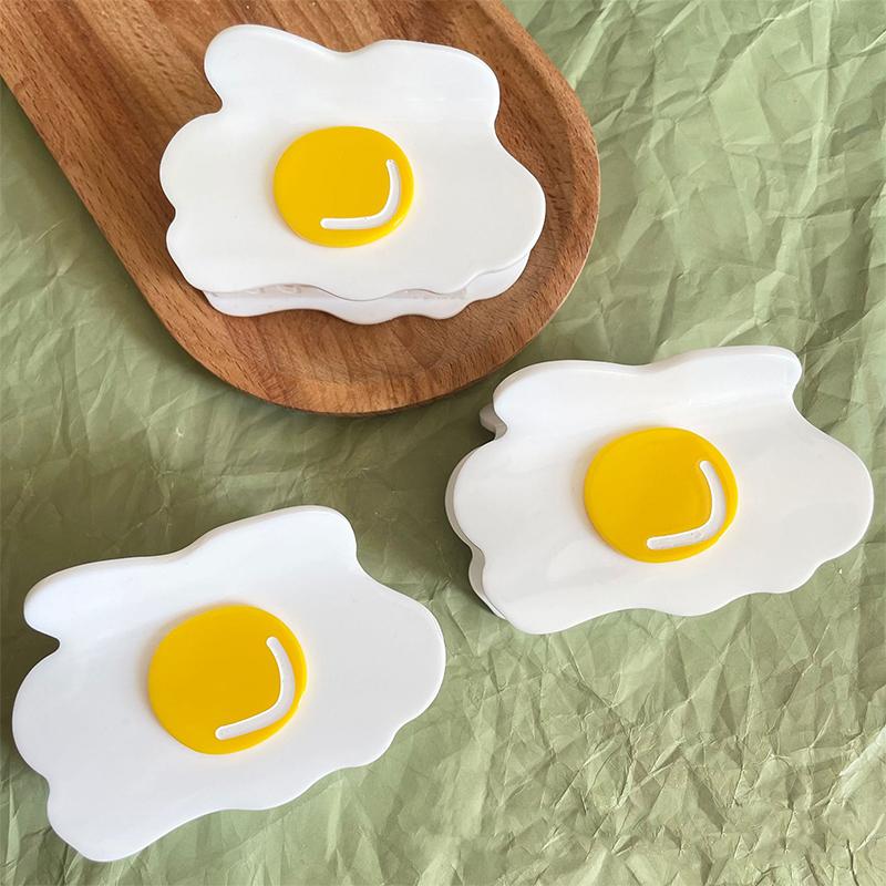 Fun Creative Poached Egg Hair Claw Cute Acetate Claw Clip Headdress For Women Girls Egg Shape Hair Clip Hair Accessories Gift