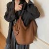Solid Color Suede Shoulder Bag Retro Brown Handbag Cute Ladies Tote Bag  Autumn and Winter