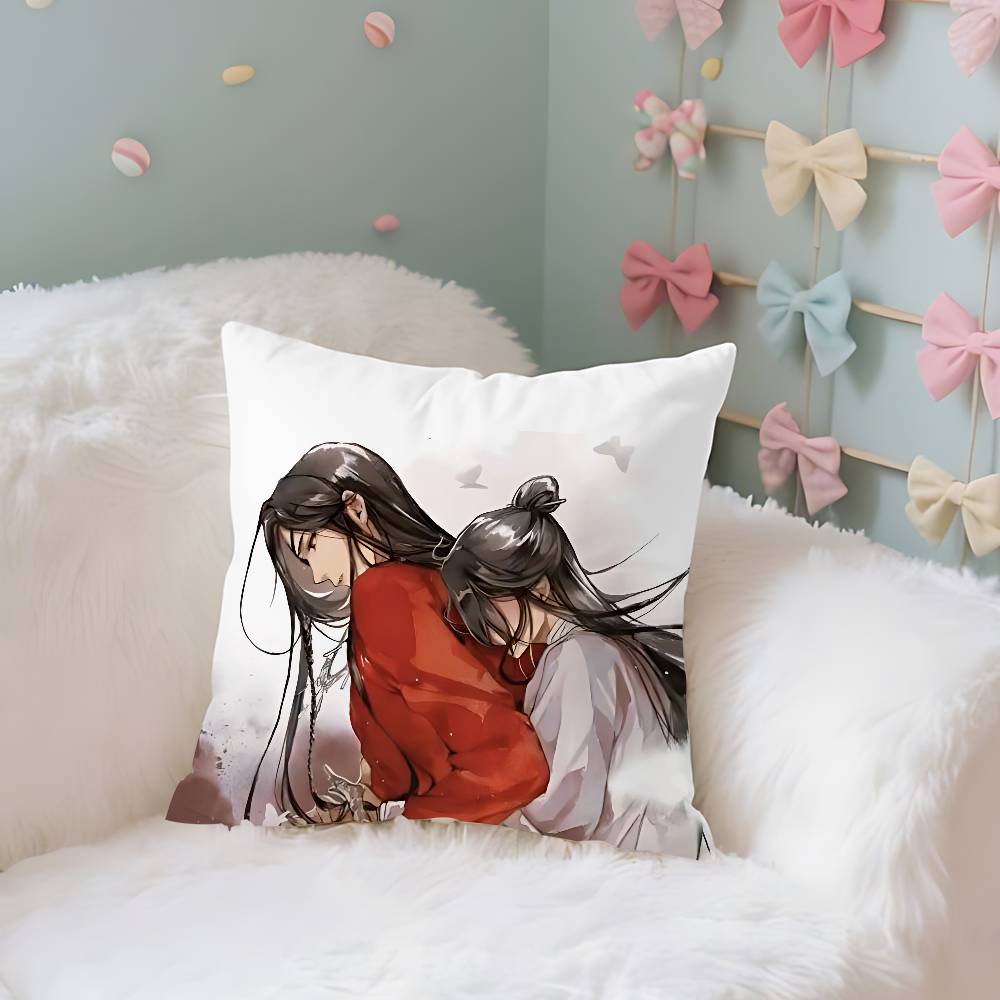 HHeaven Officials Blessing Case Plush Fabric Soft Pillowcase Double Sided Print Cushion Cover Household Gifts