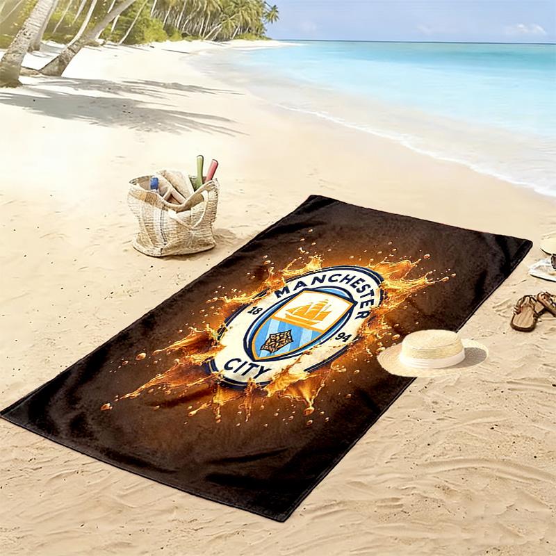Manchester City F.C Print Beach Towel, Large Soft Quick Dry Towel for Beach Camping Swimming