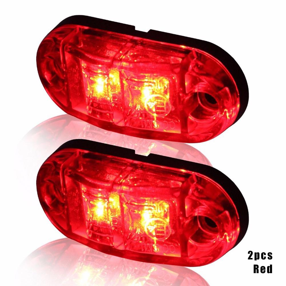 2PCS 12V 24V LED Side Marker Lights Warning Tail Light Auto Car External Lights Trailer Truck Lorry Yellow Orange White Red