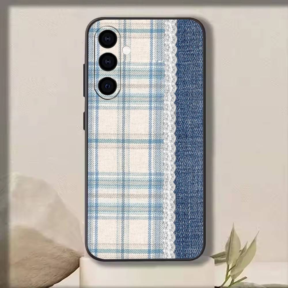Splicing grid style Phone Case For Samsung Galaxy A73,A72,A71,A70,A53,A52,A51,Soft Silicone Black Cover