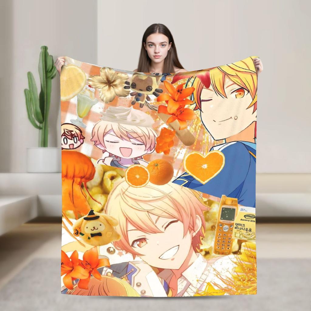Tsukasa Tenma Flannel Blankets  Warm Bedding Throws for Couch Bed Travel Funny Bedspread Sofa Bed Cover