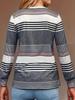 Damski T-shirt z długim rękawem, okrągłym dekoltem, zapinany na guziki, casualowy, letni, w paski