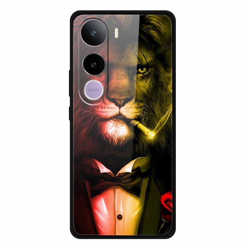 For Vivo Y400 5G Case Y 400 6.67" Animal Wolf Lion Tempered Glass Hard Back Cover For Vivo Y400 2025 Phone Cases Soft Bumper Bag