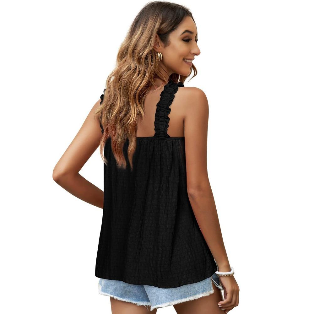 GMXIA Spring and Summer Pit Elastic Solid Color Halter Vest Top for Women's Wear