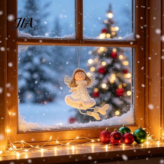 Handmade Fabric Doll Pendants Christmas Angel Hanging Ornaments, Cute Plush Pendant, Xmas Tree Decorative Small Festive Window Decorations Ornaments
