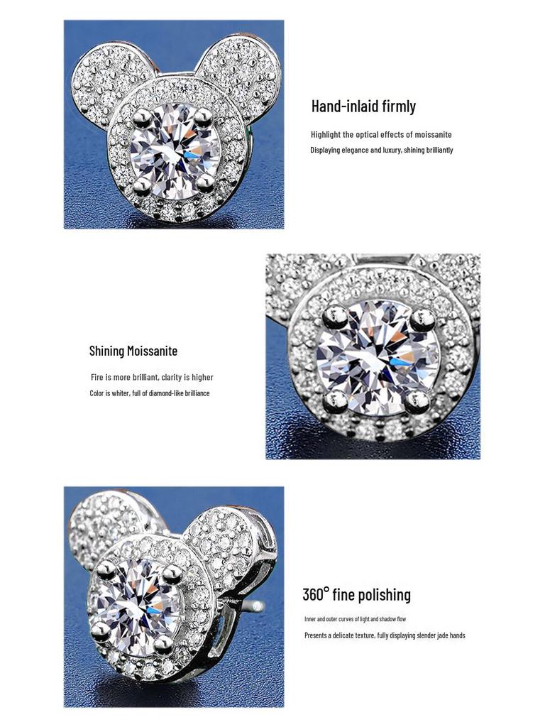 Moissanite Mickey Ear Ring - 1 Carat Women's Fashion Jewelry