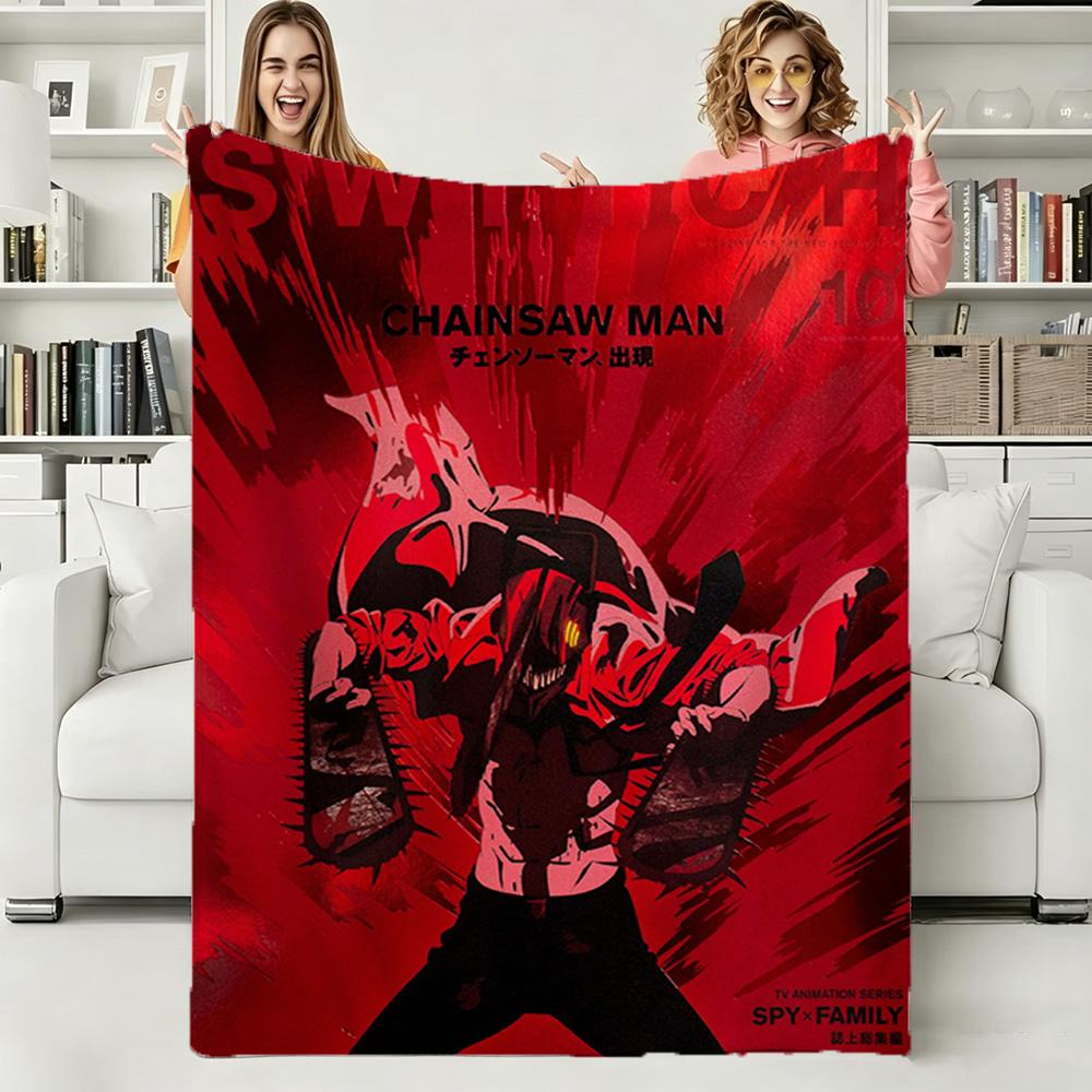 Cute Girl C-Chainsaw-Man Japanese Anime Soft Warm Flannel Blanket Art For Bedroom Wall Living Room Decor Bed Picnic Office Gift